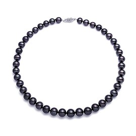 Black Freshwater Cultured Pearl Necklace AAAA Quality Sterling Silver Clasp (6.5-7mm), 17"