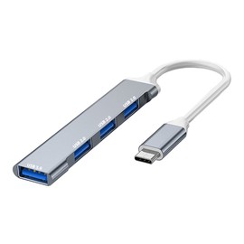 PIPESTATION - USB C HUB 4in1 Adapter - Aluminium USB Type C Hub - USB C to USB Adaptor with 4 USB Ports - Macbook Adapter Multiport for PC, Mac Pro, Air & More - Portable USB C Hub Multiport Adapter