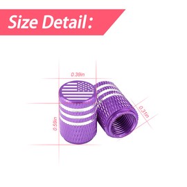 American Flag Tire Valve Stem Caps, 8 Pcs Anti-Theft Premium Metal Rubber Seal Tire Valve Caps, Universal Fit for Cars, SUVs, Bike and Bicycle, Trucks, Motorcycles (Purple)