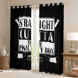 Feelyou - Cortinas de hockey sobre hielo para niños, para recámara, sala de estar (2 paneles, 38 x 54 pulgadas) fuera de la caja de penalización, cortinas de oscurecimiento para deportes de invierno,