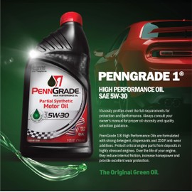 PENN GRADE 1, 71096, Synthetic Blend High Performance Oil SAE 5W-30, 1 Quart (6 Pack)