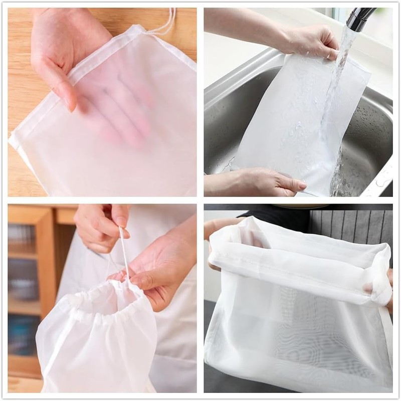 Firavggu 3pcs Filter Bags Nylon Strainer Bag 100 Micron Fine
