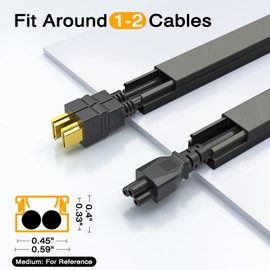 Delamu 157in Cord Covers for Wires on Wall, Cord Hider for 1 Cord, Paintable Cable Hider, Cable Management Wire Covers for Cords,W0.55 H0.4in, Black