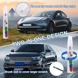 Penriter 2 Stück Lackstift Auto Grau 24Ml, 2-in-1 Autolackstif mit Pinsel und Dotting-Spitze, Lackstift Auto Lack Reparatur, Lackstifte Für Auto Kratzer, Perfekte Deckkraft und schnelle Trocknung