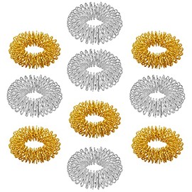 CHI-ENTERPRISE - Premium Massagering Set für den Finger | Antistress Ring | Akupressur Ring - Anxiety Ring | Inhalt: 10x Antistress Ring (5x gold/klein, 5x silber/groß)