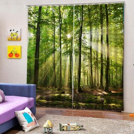Landscape Curtains, Window Spring Forest Wildlife Nature Scenery Blackout Curtains for Balcony Bedroom Drawing Room (150 * 166cm)