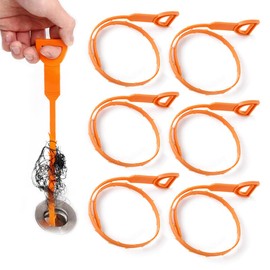 Sink Unblocker Tool, Drain Clog Remover Tool Drain Snake Plastics Hair Snake Effectively Cleaning Hair and Debris in Sink and Bathtub for Bathroom Kitchen Bathtub (6, Orange)