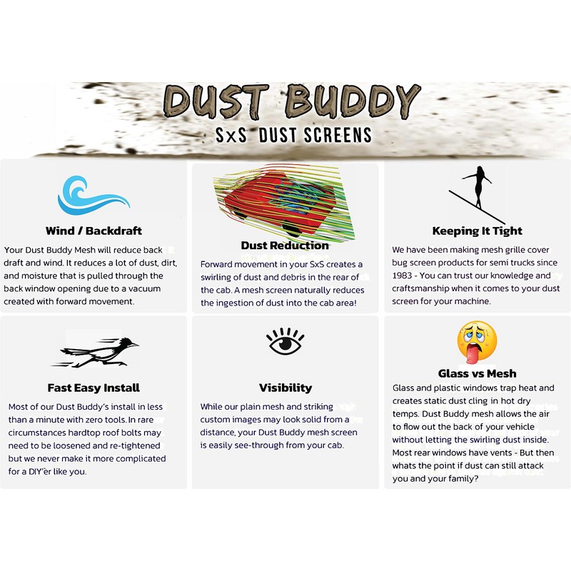 KRX-2 Premium Black Rear Window Mesh Dust Screen fits Kawasaki