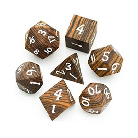 Wood Polyhedral Dice Set for Dungeons & Dragons DND (Zebrawood)