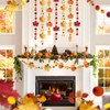 NICROHOME EUR Fall Autumn Paper Garlands with Glitter Pumpkin Maple
