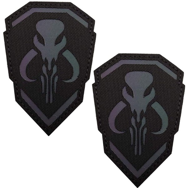 Reflective Mythosaur Patch - IR Infrared Mandalorian Tactical Military Morale Emblem Patches with Velcro Backing 9.5 x 6.5 cm, Pack of 6