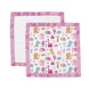Bacati - Muslin 2 Pack Security Blankets Little Dino (Pink/Orange/Aqua)