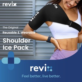 REVIX Shoulder Ice Pack Wrap for Rotator Cuff and Arm, Reusable Gel Cold Wrap with Compression for Targeted Area, Soothing Discomfort & Fatigue, Easy to Put On & Take Off, Flexible Fit for Men & Women