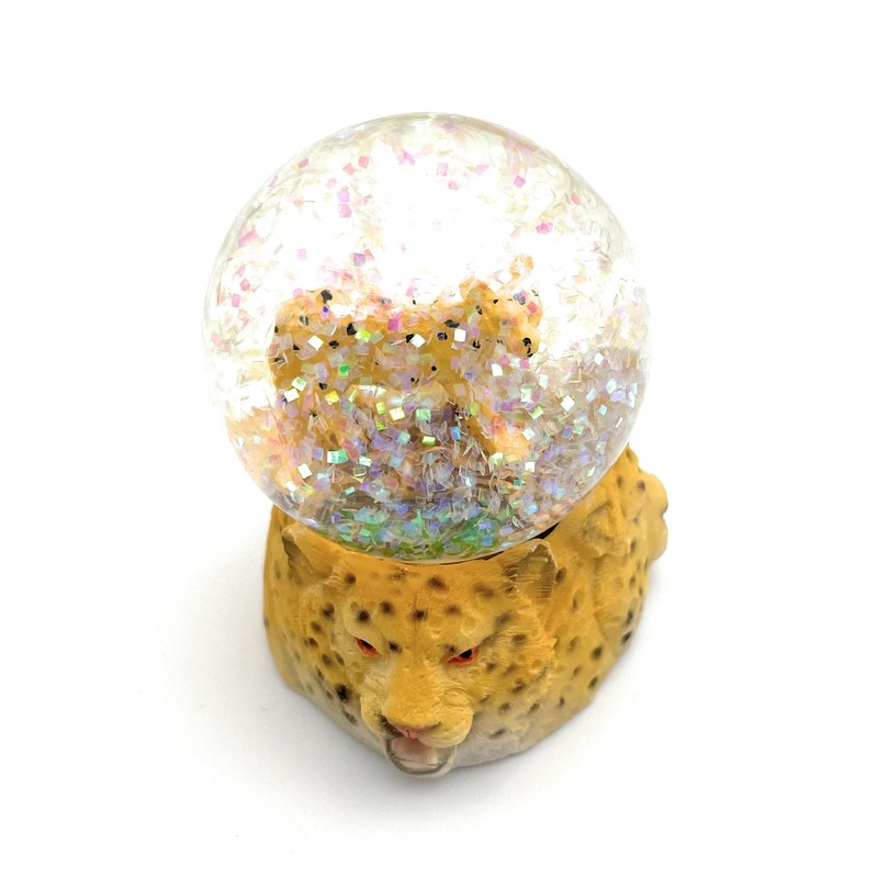 Onwomania Leopard Snow Lynx Cheetah Height 6.5 cm Snow Globe