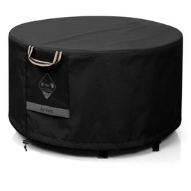 QH.HOME Fire Pit Cover Round Super Waterproof, 48" D X 24" H Outdoor Round Firepit Cover 600D Strong Tear Resistant, UPF 50+ Fire Pit Covers Premium Fading Resistant for Outdoor Fire Pit - Black