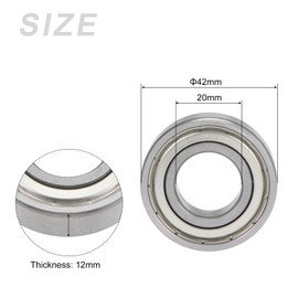 METALLIXITY Deep Groove Ball Bearings (6004ZZ, 20mm x 42mm x 12mm) 2Pcs, Carbon Steel Double Shielded Industrial Bearings - for Industrial Micro Motor