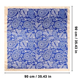AWAYTR 35” Large Square Satin Head Scarf - Silk Hair Scarf Square Hair Bandanas Large Scarf Sleeping Head Wraps Neck Scarf for Women (Paisley(Royal blue))
