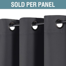 Blackout Curtains for Bedroom Thermal Insulated Curtains Blackout Grey Window Shades, Energy Efficient Noise Reducing Curtains Drapes for Living Room - 52"W by 84"L - Charcoal Gray - One Panel