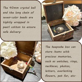 Decorative Hanging Ornaments for Loss of Family，Loved Ones，Unique Memorial Grief Gifts for Sympathy, Bereavement，40mm Crystal Ball Suncatche with Wooden Keepsake Memory Box for Jewelry Watch Photo