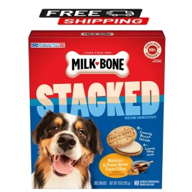 Milk-Bone Milk Bone Stacked Dog Biscuits, Molasses & Peanut Butter Flavor, Naturally & Art