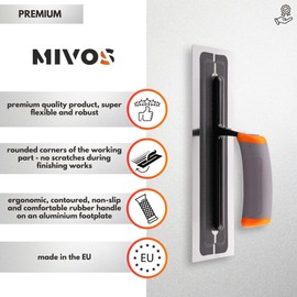 MIVOS Premium smoothing trowel made of high-quality stainless steel, 280 x 110 mm, professional smoothing wheel, smoother, drywall tool, ergonomic, non-slip handle, made in the EU