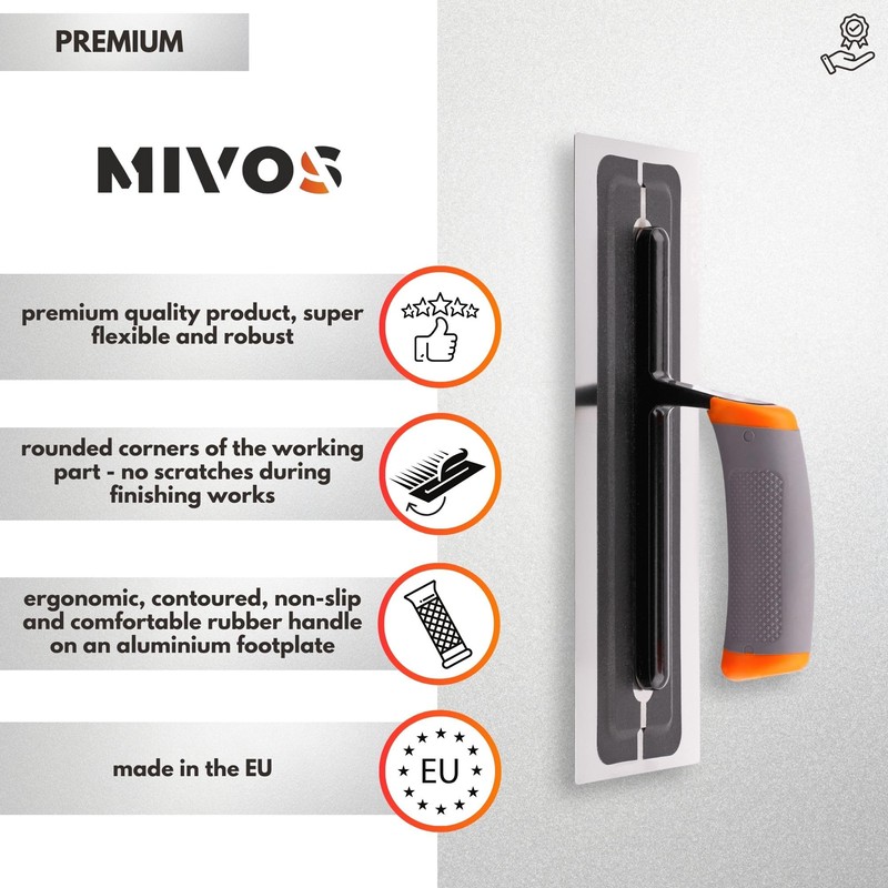 MIVOS Premium smoothing trowel made of high-quality stainless steel, 280