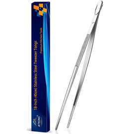 JETKONG 18 Inch (45cm) Extra Long Grill Tongs, Heavy Duty Stainless Steel Tweezer Tongs for Cooking, Grilling, Barbecue/BBQ, Buffet and Turning Food (Point Tips)