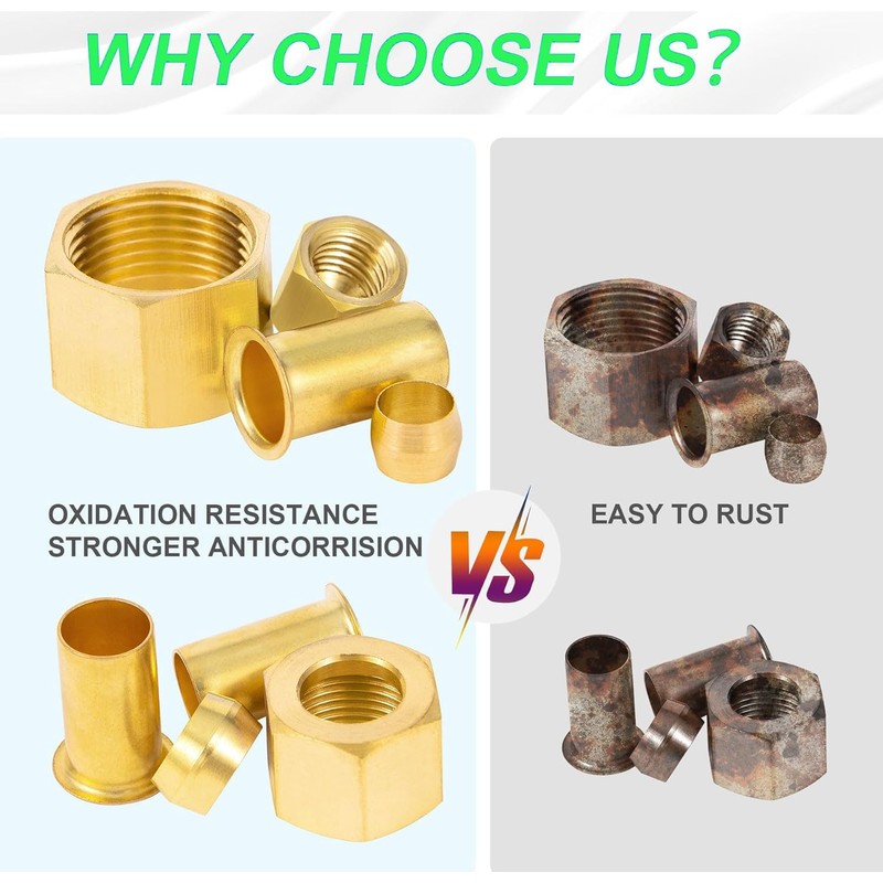 280PCS Compression Fittings Assortment kit - 8 Sizes Brass Compression
