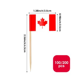 AhfuLife Pack of 100/200 Cocktail Stick Flags, Toothpick Flag for Sandwich Food Cupcake Toppers Cocktail Fruit Tableware Party Supplies Pub Decor (Pack of 100, Canada Toothpick Flag)