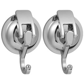 Frcolor Wall Hanging Hooks, Strong Suction Cups, 2 Pieces, Stainless Steel Hooks, Bathroom Hooks, Load Capacity 11.0 lbs (5 kg), Hooks, Walls, Won't Scratch, Hooks, Walls, Reusable for Bath, Kitchen,