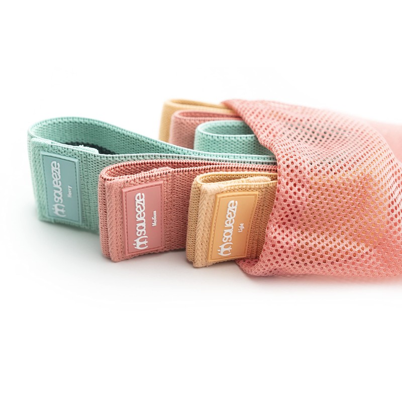 Squeeze Bands Fabric Resistance Bands Set, Non-Slip & Anti-Roll Hip