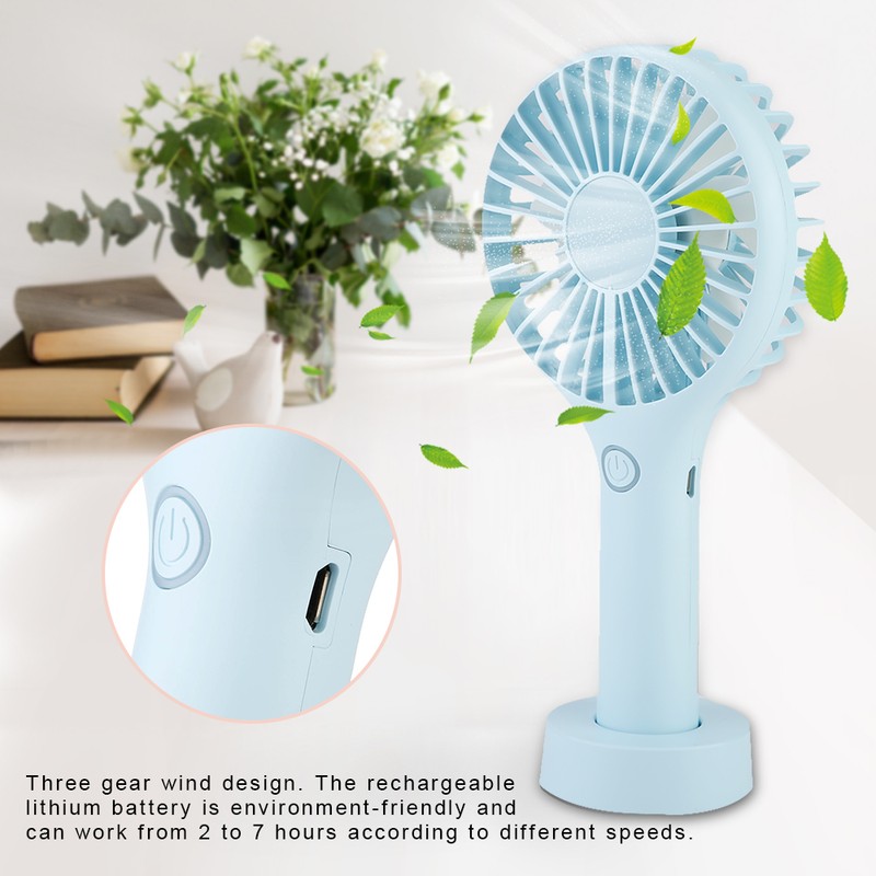Mini USB Rechargeable Handhold Portable Desktop Cooling Fan (Blue)