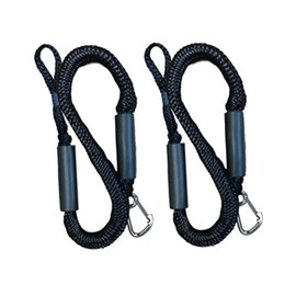 Pactrade Marine Boat Pontoon Kayak PWC Jet Ski Bungee Dock Line Mooring Rope 4'-5.5' with SS316 Snap Hook Salt and Fresh Water Use 2 Pack (Black)