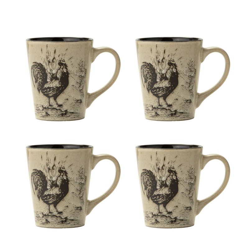 Pfaltzgraff Homespun Rooster 16-Piece Dinnerware Set, Service for 4 Brown