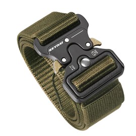 Keynat Men’s Tactical Military Nylon Belt with Quick Release Metal Buckle Heavy Duty for Outdoors Work Sports 125 x 3.8 cm - 091 Green, size: 125