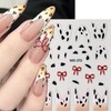 3Sheets French Leopard Nail Stickers Bow Nail Decals 3D Self-Adhesive