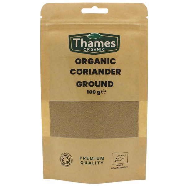 Organic Coriander Ground-Certified Organic, Non-GMO, Vegan, No Additives, No Preservatives, Resealable Bag by Thames Organic 100g
