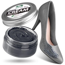 SULPO Black Shoe Cream - Shoe Shine Cream - Leather Cream Leather Balm Smooth Leather - Water-based - Refresh Colour - Leather Care - Real and Faux Leather - 50 ml (Dark Grey)
