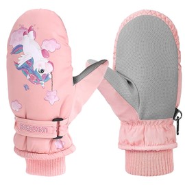 DKDDSSS Waterproof Kids Gloves, Kids Winter Ski Gloves, Children's Winter Warm Snow Gloves, Waterproof, Windproof and Snowproof, for Toddler Children Girls Boys 2-5 Years Old