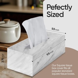 Funda rectangular para caja de pañuelos – Soporte rectangular para caja de pañuelos – Compatible con Kleenex – Accesorios de baño de mármol acrílico
