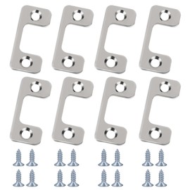 Adjustable Door Strike Fit for Deadbolts & Electronic Locks - Door Latch Restorer - Strike Plate with Threaded Screw (Pack of 8)