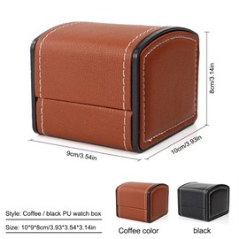 Anseom Pack of 2 Watch Box, PU Leather Watch Box with Removable Cushion, Single Watch Case, Watch Gift Box, Watch Box for Watches, Jewellery, Pendants, Necklaces, Bracelets, Men and Women (Black +