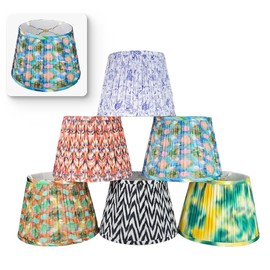 RDI Pleated Pattern Fabric Lampshade, Flora Collection, Large Lamp Shade, 10.5 x 16 x 11 inch (Top x Bottom x Height), Waterscape Blue