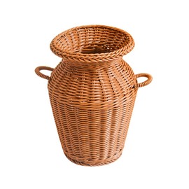 Woven Rattan Vase, Multi-Purpose Dried Flower Pot Decorative Vase Vintage Vase Woven Wicker Vase Home Decor Storage Basket, 14cmx24cm