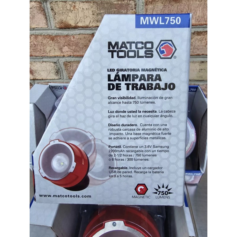 Matco Tools Rechargeable LED Magnetic Rotating Work Light, Part# MWL750