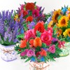 Fassory 3D Pop up Flower Card, Handmade Lavender Bouquet Birthday