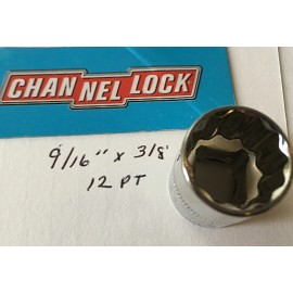 CHANNELLOCK  9/16" x 3/8" DR  STANDARD  SOCKET  12 Point Free USA  Shipping