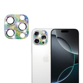 [New Bling Design] LNtech Full Protector Bling Glitter Shiny Metal Ring Tempered Glass Back Camera Screen Protector Lens Cover Camera Lens Protector Compatible with iPhone16 Pro/iPhone16 Pro Max(Multi-Coloured Glitter)