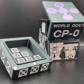 OPTCG Rob Lucci Awakened CP0 Masked Agent Themed Box | Fits Triple Sleeved Deck | 3D Printed w/ Mini Snap & Dice Compartment | Fan Made - Select Option:: + White Dice