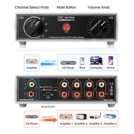 4-Way Analogue RCA Stereo Audio Switch Splitter Manual Switcher Box Preamp